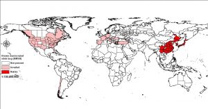 Countries that have brown marmorated stink bugs as of 2023